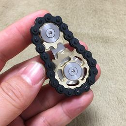 Fingertip Toys Gyro Sprocket Flywheel Fingertips Gear Fidget Toy Roadbike Metal Spinner Niños Navidad Cadena Regalos Spin 1637