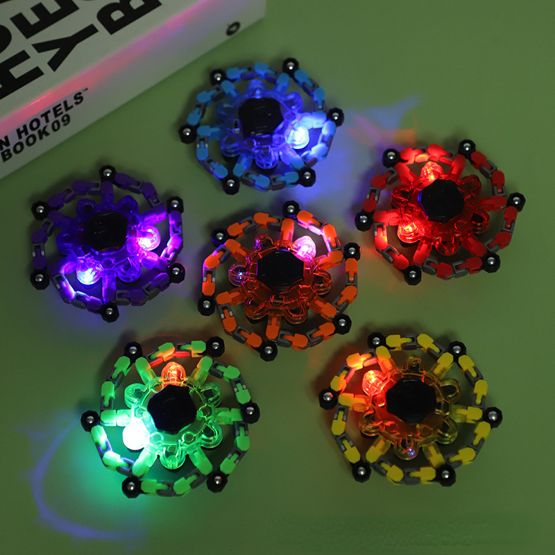 Fingertip Toys mechanisches Gyroskop-Mech-Kette, das seine Form ändert, leuchtendes Dekompressions-Puzzle, Verformung, rotierendes Finger-Gyroskop-Spielzeug