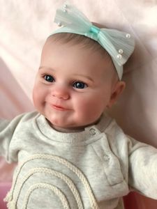 Terminado pintado Bebe Reborn Dolls 50 cm Cuerpo completo Silicona Baby Girl Doll Maddie Handdetails Pintura con venas visibles Piel 3D 240223