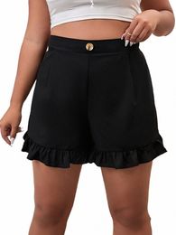 Finjani Plus Size Shorts pour femmes Frenchy Plus taille haute à volants ourlet Shorts vêtements de sport pour l'automne nouveau E7sF #
