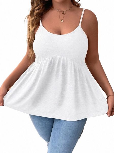 Finjani Femmes Plus Taille Cami Top Frenchy Solid Peplum Backl Cami Top Vêtements de sport pour l'été Nouveau R0Ym #