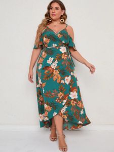 Finjani femmes grande taille robes Slip épaule imprimé Tropical ourlet Cami robe vêtements de sport pour l'été 240321