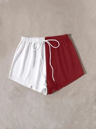 Finjani Womens Plus Shorts Colorblock DrawString High Wist Casual Knot Front Vêtements pour l'été 240422
