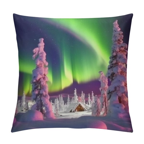 Finlandia Aurora Borealis Case de almohada Decorativa Cojín Funda de almohada Sofá Camino