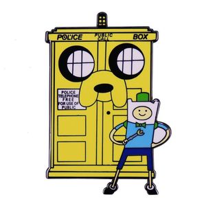 Finn Jake Police Box ENAMEL PIN BROOCH AVENTIS