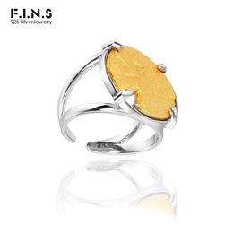 FINS – bague en argent Sterling 925, Double couleur, ronde, Index ouvert, Punk Rock, bijoux pour femmes et hommes, 240322