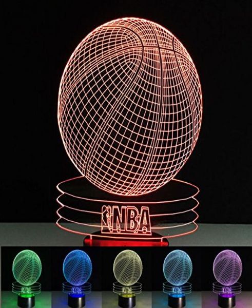 Baloncesto de fuego 3D Night Light 7 Cambio de color Lámpara LED LAMPA REFORMA DE TOYA DE TOYO Lámpara 3D para niños1425202