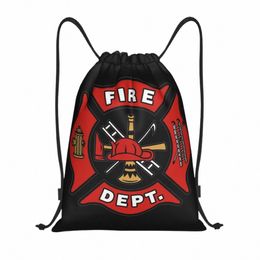 Logo du service d'incendie Sac à dos cadeau pompier Sacs de basket-ball avec cordon Sac de sport Pompiers Badge String Sackpack pour le cyclisme Z8pR #