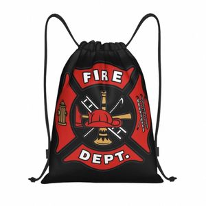 Logo du service d'incendie Logo Fireman Gift Sac à dos Sacs de basket-ball Sacs de basket-ball Sac de gymnase Badge String Sackpack pour le vélo W7oo #
