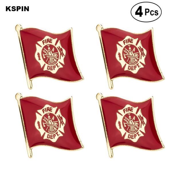Broches du service d'incendie, épingle à revers, badge de drapeau, broches, 4 pièces