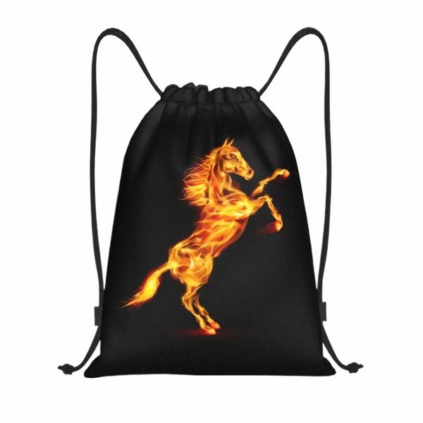 Fire Horse Cordon Sac à dos Sport Sac de sport pour femmes Hommes Abstrait Animal Art Formation Sackpack C6ny #