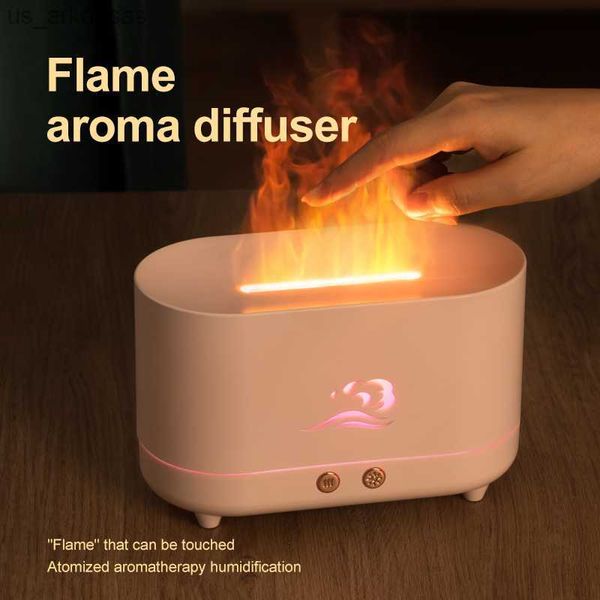 Difusor de humidificador de llama LED de fuego, generador de niebla fría ultrasónico, difusor de aceite de niebla, lámpara de llama, difusor L230523