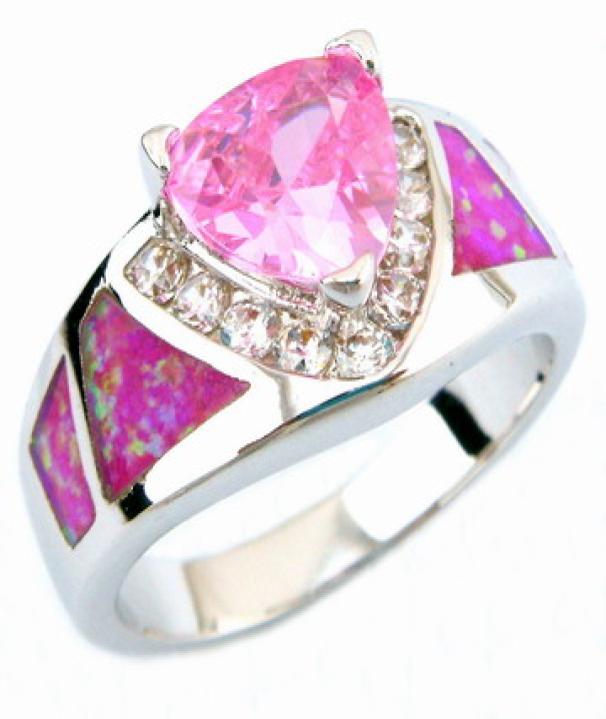 Bagues opale de feu couleur rose mode mexique bijoux 012344439218
