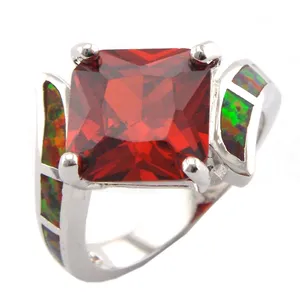 Fire Opal -ringen met CZ Stone; Fashion Jewelry Garnet Zincon Stone Nieuwe ontwerpen Mexicaanse ring