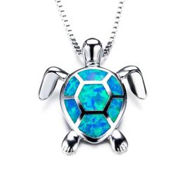 Fire Opal Sea Turtle Charm Pendent Ocean Life Animals Bijoux 925 Collier pour femmes en argent sterling pour Gift3181826