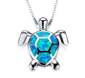 Fire Opal Sea Turtle Charm Pendent Ocean Life Animals Bijoux 925 Collier pour femmes en argent sterling pour Gift1006261