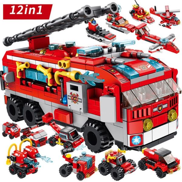 Camion de pompier 561 pièces Mini figurines accessoires de voiture blocs enfants jouets jouets enfants briques blocs de construction ensemble jouet éducatif pour garçon C251P