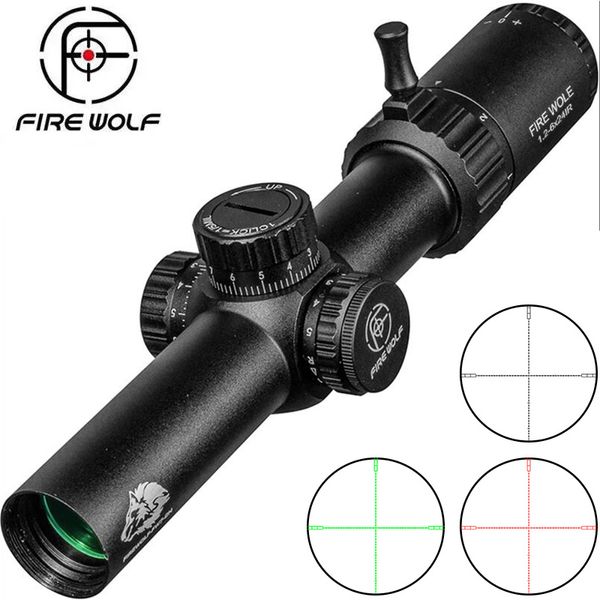 FIRE WOLF 1,2-6X24 IR mira telescópica táctica Airsoft alcance para caza Rifle óptico rojo verde iluminación alcance vista