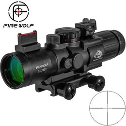 FIRE WOLF 3-12X32 caza táctica caza Mira óptica airsoft punto rojo rifle Spotting scope para rifle caza