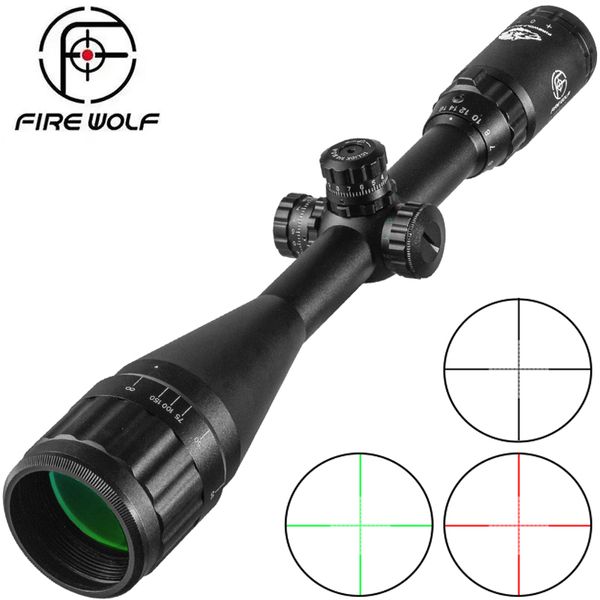 FIRE WOLF 4-16X50 Fusil Portée Tactique Optique Rouge Vert Dot Sight Illuminé Croix Tourelle Verrouillage Réticule Sight Chasse Sniper