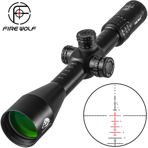 FIRE WOLF 5-25X50 FFP Tactique Grand Volant Tourelles Fusil Optique Portée Rouge Vert Chasse Riflescope Verre Réticule Sniper Sight