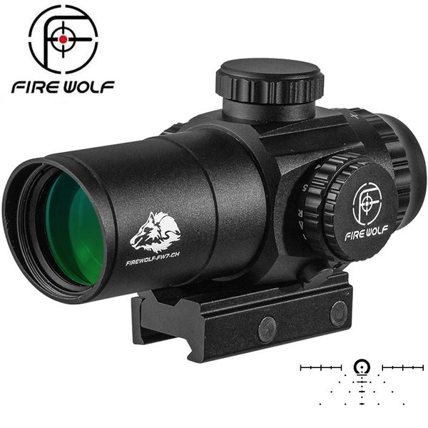 Mira óptica de caza FIRE WOLF 1/2 MOA 3X30 prisma rifle alcance compacto caza prisma impermeable 1000G para punto rojo