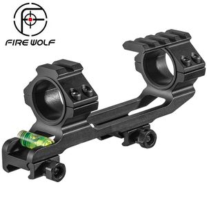 FIRE WOLF Chasse Scope Mount Dual Ring avec Spirit Bubble Level Fit 20 mm Picatinny Rail for Tactical Rifle Scope 25.4 / 30mm