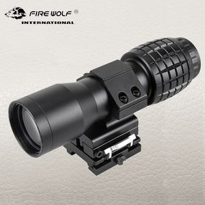 FIRE WOLF Hunting tactical 5x Magnifier Optical sight red dot rifle scope Quick Flip Scope Flip To Side 20mm Mount For hunting
