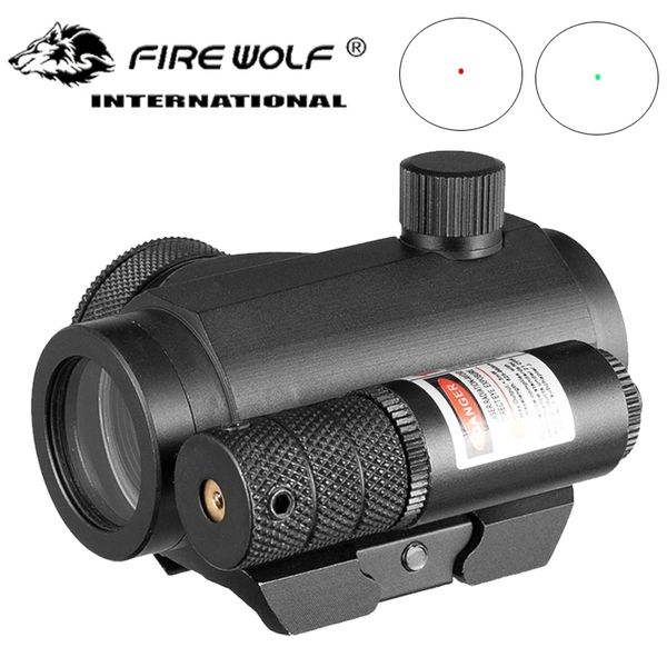 FIRE WOLF Tactical Reflex Green / Red Dot Sight Scope Laser Sight con montaje en riel Airsoft Envío gratis