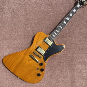 Firebird elektrische gitaar, natuurlijke houtkleur, gouden hardware, gratis verzending