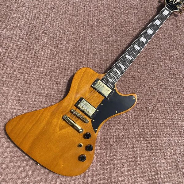 Guitare électrique Firebird, couleur bois naturel, matériel doré, livraison gratuite