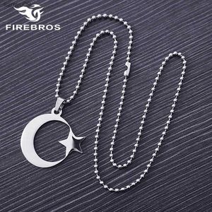 FIREBROS Rvs Crescent Moon Star Ketting Mannen Vrouwen Spirituele Islamitische Moslim Amulet Hanger Turkse Religieuze Sieraden L230704
