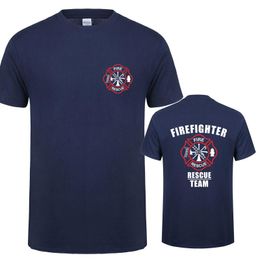 Firefighter Rescue Team T-shirt Mannen Tees Brandweerman T-shirts Korte Mouw Man Tops QR-046