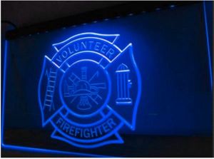 Firefighter Vrijwilliger Fire Dept Beer Bar Pub Club 3D -borden LED NEON LICHT SPART Home Decor Crafts