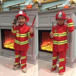 Brandweerman Sam Kids Halloween Kerst Cosplay Kostuums voor Meisjes Jongen Carnaval Party Fancy Pak Kids Firefighter Uniform Game Wear Q0910