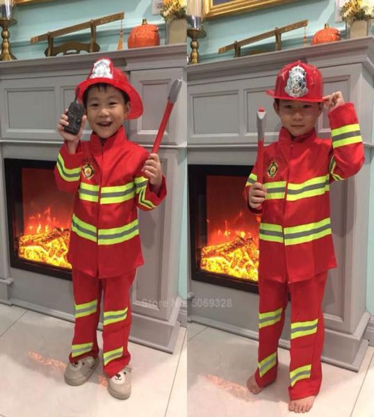 Fireman Sam Kids Halloween Christmas Cosplay Costumes For Girls Boy Carnival Party Fancy Suit Kids Firefighter Uniform Game Wear6406396