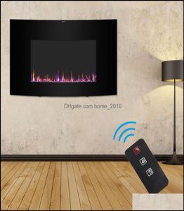 Juegos de chimeneas Accesorios 35 pulgadas 1400W Superficie de arco Montado en la pared Calentador electrónico interior Chimenea de madera falsa de escritorio con control remoto 3469959