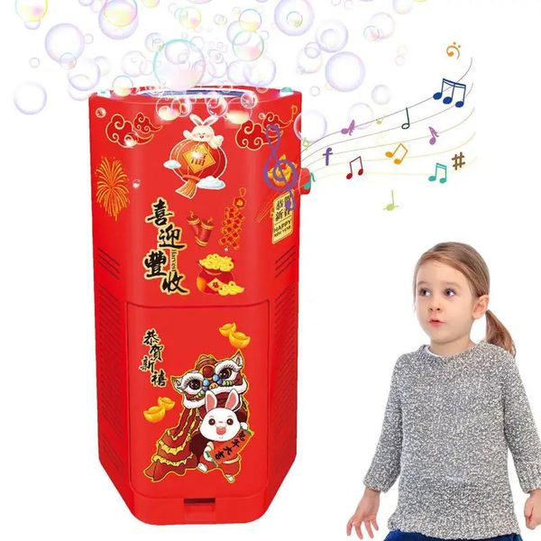Machine à bulles de feu d'artifice, souffleur automatique avec lumières colorées et musique pour l'année, fourniture de fête d'anniversaire en plein air 240301