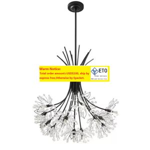 Vuurwerk kroonluchter voor slaapkamer moderne zwarte kroonluchters verlichtingsarmatuur kristallen hanger lampen paardenbloem hangende lamp woonkamer