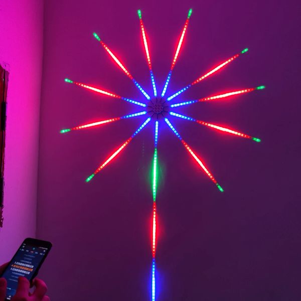 Feux d'artifice LED bande lumineuse RGB contrôle du son symphonie feu d'artifice lumière de mariage noël contrôle de la musique Kit complet lampe météore de rêve