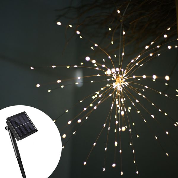 Feux d'artifice guirlandes solaires 200 LED lampe solaire 8 modes LED lumières télécommande décoration lumière de Noël pour fête bar Noël GGA2519