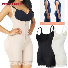 Contrôle du ventre ferme Shapewear femmes LateBody Shaper bout à bout cuisse plus mince Faja Push Up poitrine fermeture éclair crochets Body femme 240113