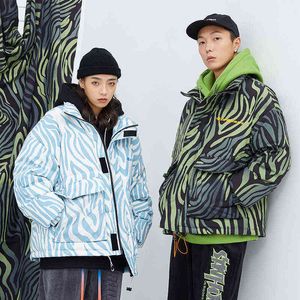 Firgranch 2020 Hiver Men / Femmes Stripe Print Couples Down Veste 90% Duck Down Coat Parkas Outdoor Canada Veste épaisse T220802