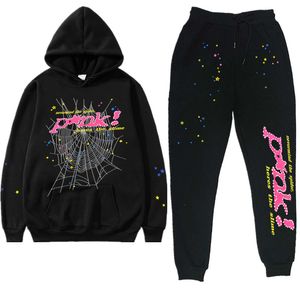 Firmranch Hot Young Thug Pink Sweats à capuche et pantalons de survêtement Outfit Hip Hop 555555 Streetwear Coton Sweatshirts de haute qualité Ensemble de sport