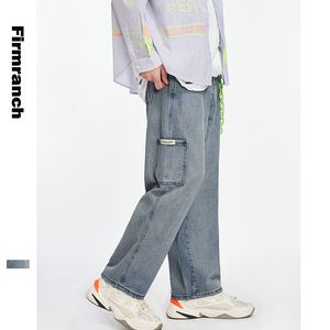 FirmRanch Spring / Herfst Losse Japanse Lading Jonge Mannen Hiphop Side Pocket Straight Pants Jongens Jeans Broek