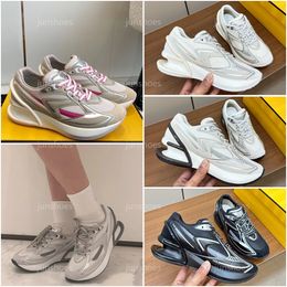 First 1 Sneakers Designer Chaussures de luxe Femmes FF Plate-forme Loisirs Chaussures de sport en cuir de veau Mode Mesh Ventiler Semelle ondulée Augmenter les baskets Taille 35-40