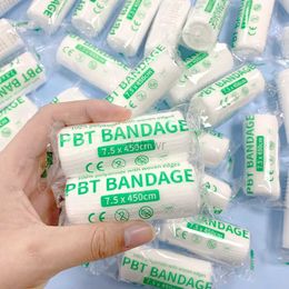 First Aid Supply 10rolls 7,5 cm x 4,5 m Coton PBT Bandage élastique Supply Medical Conforming First Aid Gauze for Wound Dressing Soins d'urgence D240419