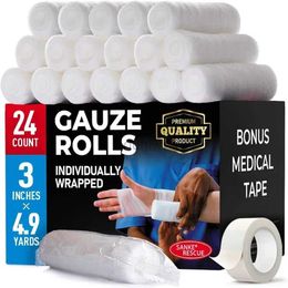 First Aid Supply 12-24pcs / lot 7.5cmx4.5m Coton PBT Bandage élastique Supply Medical Conforming First Aid Gauze for Wound Dashing Emergency Care D240419