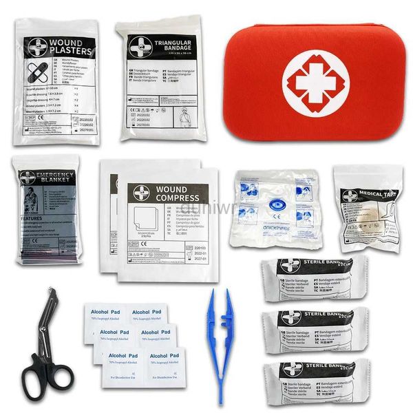 Kit de premiers soins de la fourniture de premiers soins Kit EVA Kit pour les fournitures d'urgence de voiture mini sac compact de base Camping Essentials Survival Kit 28pc D240419