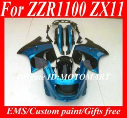 Kit de carenados para KAWASAKI ZZR1100 93 94 95 96 97 98 99 00 01 ZX11 1993 2001 ZZR1100D juego de carenado azul + 7 regalos ZU31